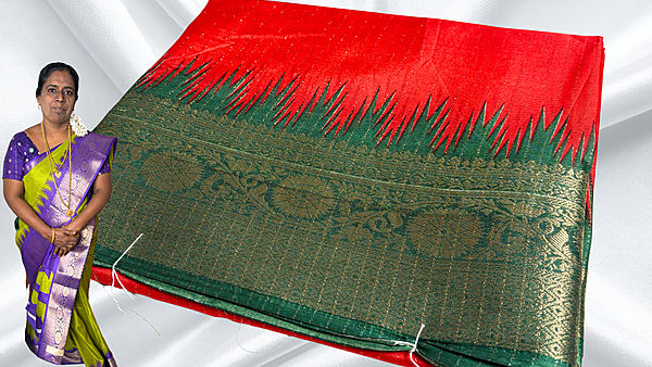 Kamatchi Soft Jari Line Temple Saree - Red