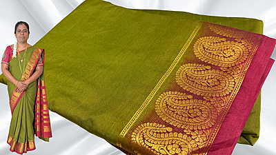 Mysore Soft Gold Silk Jari Saree - Mehandi Green Mysore Soft Gold Silk Jari Saree - Mehandi Green