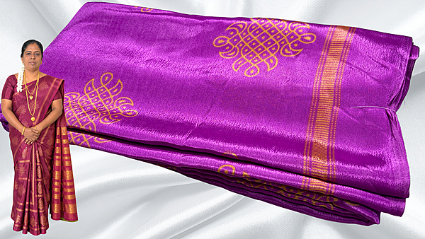 Fini Soft Turkey Kolam Saree - Mag Pink