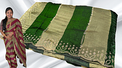 ITC Fancy Stone Work Dual Saree - Leaf Green ITC Fancy Stone Work Dual Saree - Leaf Green