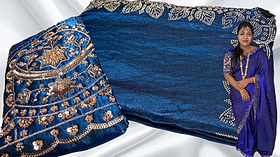 Paradise Stone Work Designer Saree - Aqua Blue Paradise Stone Work Designer Saree - Aqua Blue