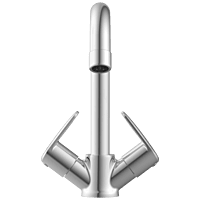 AL-1415 Center Hole Basin Mixer With Swinging Spout With Braided Hoses (Table Mounted Model)