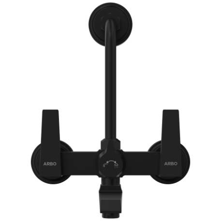 LV-MB-2020 Wall Mixer 2 In 1 With Connecting Legs With Wall Flange (Matt Black)