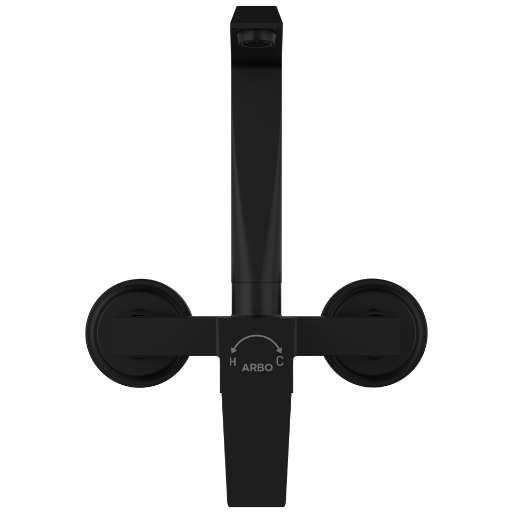 LV-MB-2043 Single Lever Sink Mixer With Swinging Spout With Connecting Legs With Wall Flange (Wall Mounted Model) (Matt Black)