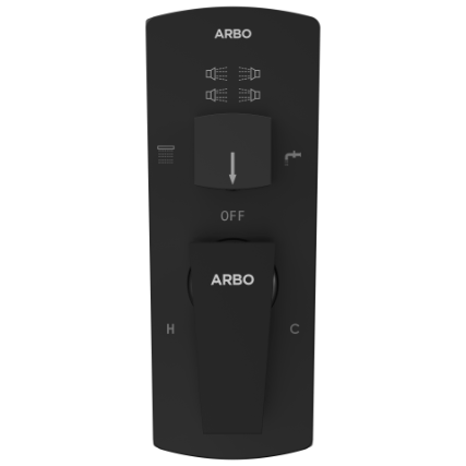 LV-MB-2053 2 Inlet 3 Outlet High Flow Diverter Body With Upper Part Set (Matt Black)