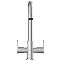 NE-1615 Center Hole Basin Mixer With Swinging Spout With Braided Hoses (Table Mounted Model)