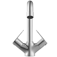 SL-2615 Center Hole Basin Mixer With Swinging Spout With Braided Hoses (Table Mounted Model)