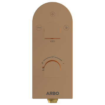 DVT-RG-5610 2 Inlet 3 Outlet Thermostatic Diverter Body With Upper Part Set (Rose Gold)