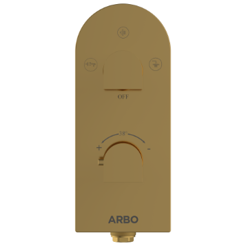 DVT-GG-5610 2 Inlet 3 Outlet Thermostatic Diverter Body With Upper Part Set (Glossy Gold)