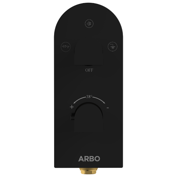 DVT-MB-5610 2 Inlet 3 Outlet Thermostatic Diverter Body With Upper Part Set (Matt Black)