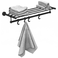 LE-MB-01 Towel Rack With Towel Holder & Hook (Matt Black)