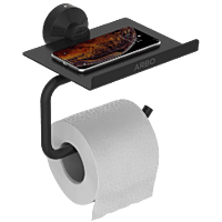 LE-MB-08 Toilet Paper Holder With Shelf (Matt Black)