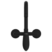 KA-MB-3143 Single Lever Sink Mixer With Swinging Spout With Connecting Legs With Wall Flange (Wall Mounted Model) (Matt Black)