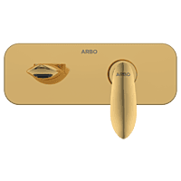 KA-GG-3129 Concealed Body For Single Lever Basin Mixer Wall Mounted With Exposed Part Kit, Consisting Of Operative Lever, Basin Spout & Wall Flange (Gold)