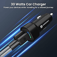 Portronics 30 W Car Charger (Black) Type-C & USB