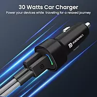 Portronics 30 W Car Charger (Black) Type-C & USB