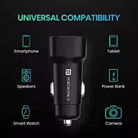 Portronics 80 W Turbo Car Charger (Black) Type-C & USB