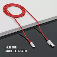 Portronics Konnect Dash Pro 80w Usb to Type C Charging Cable with 6amp Output, 480 Mbps Data Sync, 1m Length, Supports Fast (Red)