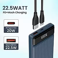Portronics Luxcell B 10K (Dark Blue)mAh 22.5W Fast Charging Power Bank, Ultra Slim Power Bank with Mach USB-A Output, Type C PD Output, Type C Input, Wake Up Button
