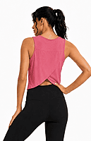 Workout Tops for Women Cropped Open Back Sleeveless Tank Tops Athletic Gym Yoga Shirts Loose Fit Peach