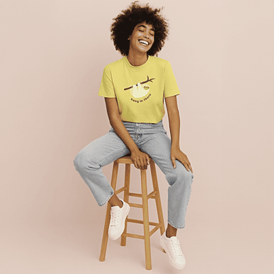 Hang In There Women Graphic T-shirt I Yellow Green