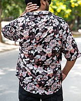Rawscal Streetwear Edition | Men’s Oversized Floral Shirt – Black |