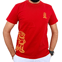 Unisex Red Savage Bear Embroidered Crew Neck Tee