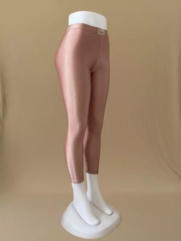 Women Rose Gold Shimmer Leggings