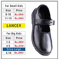 Lancer Girls' Black School Shoes with Hook-and-Loop Strap