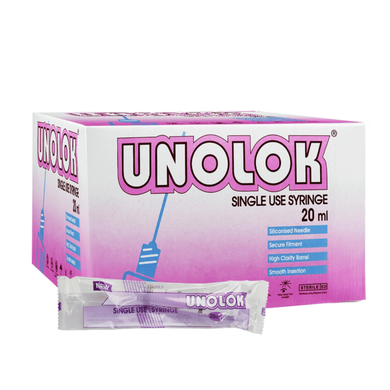 HMD Unolok 20ml Sterile Disposable Luer Lock Syringe Without Needle