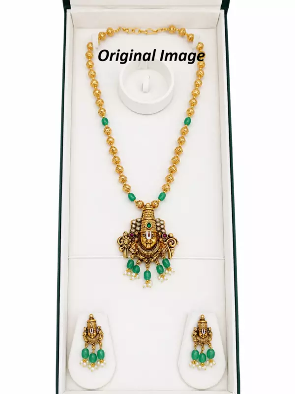 Traditional Gold Plated Tirupati Balaji Haram with earring