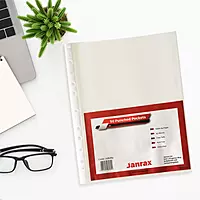 Pack of 50 A4 Glass Clear Punched Pockets by Janrax