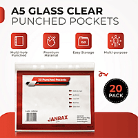 Pack of 20 A5 Glass Clear Punched Pockets by Janrax