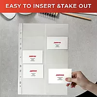 Pack of 20 Business Card Holder A4 Punched Pockets