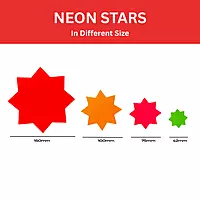 Pack of 50 Assorted Coloured Neon Fluorescent Stars & Flashes in Assorted Size