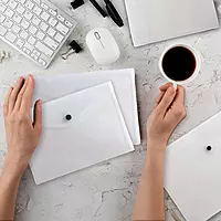 Pack of 20 Janrax A5 Clear Document Wallets - Button Stud Folder