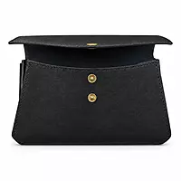 Envelope Genuine Leather Accordion Clutch Wallet - Classic Black