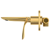 KA-GG-3129 Concealed Body For Single Lever Basin Mixer Wall Mounted With Exposed Part Kit, Consisting Of Operative Lever, Basin Spout & Wall Flange (Gold)