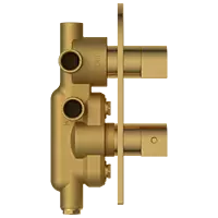 DVT-GG-5610 2 Inlet 3 Outlet Thermostatic Diverter Body With Upper Part Set (Glossy Gold)