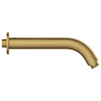 SHA-GG-37 Round Shape 12" Inch Long With 45° Bend Wall Mounted Shower Arm With Wall Flange (Glossy Gold)