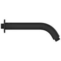 SHA-MB-37 Round Shape 12" Inch Long With 45° Bend Wall Mounted Shower Arm With Wall Flange (Matt Black)