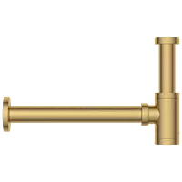 AC-GG-36 Brass Round Bottle Trap With Long Wall Connection Pipe & Wall Flange (Gold)