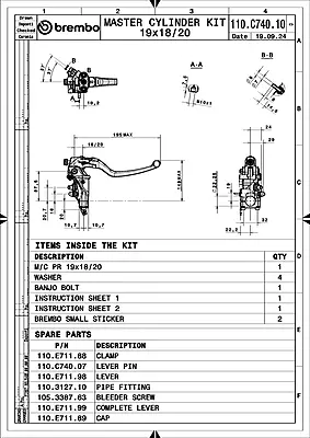 Brembo RCS19 Corsacorta Brake Master Cylinder Brembo RCS19 Corsacorta Brake Master Cylinder