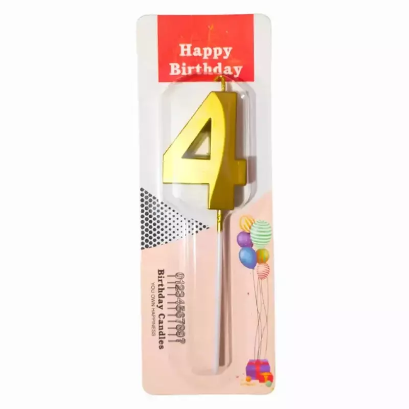 Number 4 Metallic Party Candle