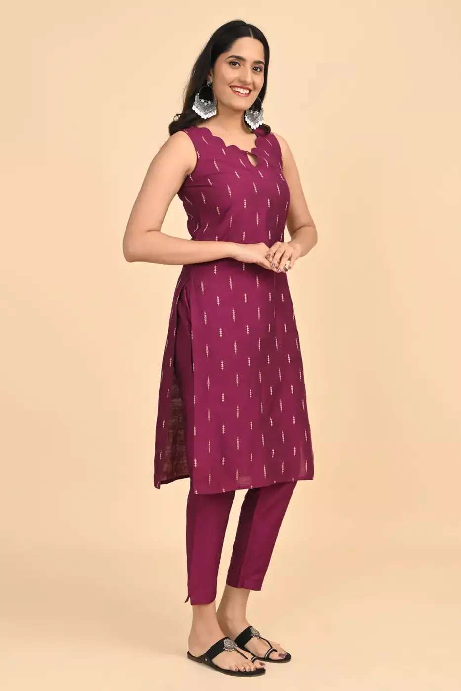 Women jacquard kurta - Pink