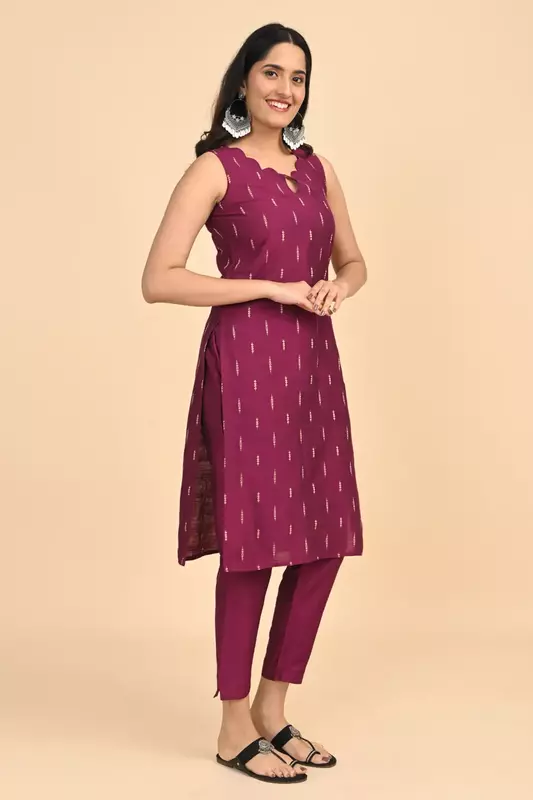 Women jacquard kurta - Pink
