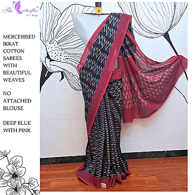IKKAT  MERCERISED  COTTON SAREE   BGHSDIC23317
