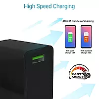 Portronics 1103 Adapto ONE Charger – 3A Quick Charger | Single USB Port | Type-C  | Black