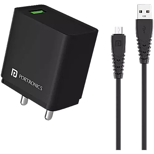 Portronics 1103 Adapto ONE Charger – 3A Quick Charger | Single USB Port | Type-C | Black