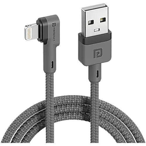 Portronics Konnect HD – 8-Pin 3A Lightning Cable, 1.2M Black. Fast charging and data transfer, durable design, compatible with all Lightning devices. Perfect for everyday use and travel.